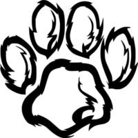 Vector silhouette of paw print on white background