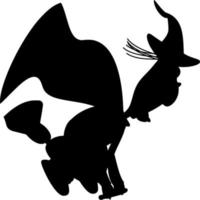 Vector silhouette of witch on white background