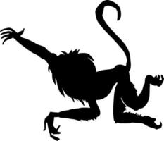 Vector silhouette of monkey on white background