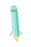 Flat vector cartoon mint pencil character illustration. Icon for your design