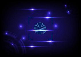 Cyber security and cyber crime concept. Electronic thumb fingerprint on futuristic technology abstract background. Digital protection. Scanning for protecting data. Hacker protection. vector