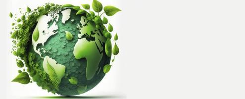 World Earth day concept. Illustration of the green planet earth on a white background. earth day poster, banner, card,  APRIL 22, Saving the planet, environment,  Planet Earth,  Generate Ai photo