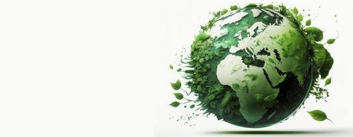 World Earth day concept. Illustration of the green planet earth on a white background. earth day poster, banner, card,  APRIL 22, Saving the planet, environment,  Planet Earth,  Generate Ai photo