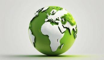 World Earth day concept. Illustration of the green planet earth on a white background. earth day poster, banner, card,  APRIL 22, Saving the planet, environment,  Planet Earth,  Generate Ai photo