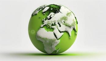 World Earth day concept. Illustration of the green planet earth on a white background. earth day poster, banner, card,  APRIL 22, Saving the planet, environment,  Planet Earth,  Generate Ai photo