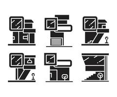 home office and building icons vector illustration