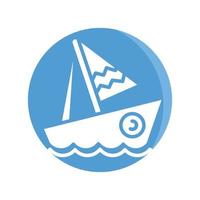 sailing ship and boat in blue circle button vector