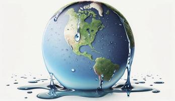 mundo tierra día 3d concepto. mundo agua día 3d concepto. ahorro tierra y agua y mundo ambiental proteccion concepto- ambiente día, generar ai foto