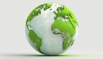 World Earth day concept. Illustration of the green planet earth on a white background. earth day poster, banner, card,  APRIL 22, Saving the planet, environment,  Planet Earth,  Generate Ai photo