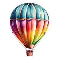 Colorful Hot air balloon isolated on white background in watercolor style. photo