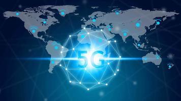 Animation von 5g Symbol Technologie, Smartphone mit 5g Technologie mit virtuell Bildschirm Symbol, Technologie Internet 5g global Netzwerk Konzept video