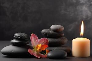 Beautiful spa background with copy space. Wellness backdrop. Empty space for text, advertising. Beauty procedure, service. Relax and wellbeing. . photo