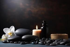 Beautiful spa background with copy space. Wellness backdrop. Empty space for text, advertising. Beauty procedure, service. Relax and wellbeing. . photo