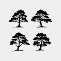 conjunto de arboles vector silueta