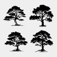 set of trees vector sillhouette