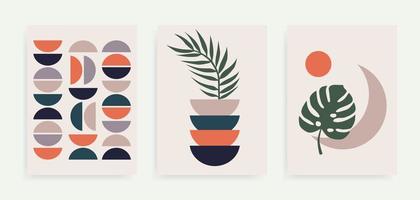 conjunto de resumen paisaje carteles moderno antecedentes plano diseño. botánico pared Arte vector conjunto