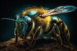 Bees diligently labor over honeycomb, a marvel of natural engineering. photo