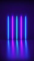 Futuristic Abstract Blue And Purple Neon Line Light Shapes On colorful background and reflective, laser show, night club interior lights, glowing line. photo