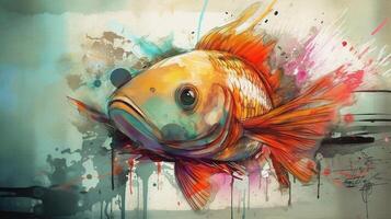 pintura de un pescado en acuario ai generado foto