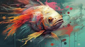 painting of a fish in aquarium photo