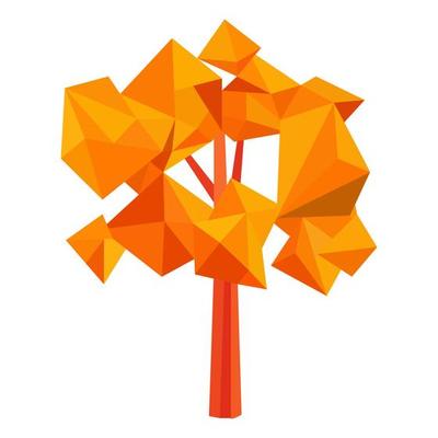 Abstract low poly tree icon isolated. Geometric polygonal style. 3d low poly.