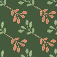Simple branches with leaves seamless pattern. Organic endless background. Decorative forest leaf endless wallpaper. vector