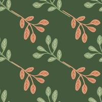 Simple branches with leaves seamless pattern. Organic endless background. Decorative forest leaf endless wallpaper. vector