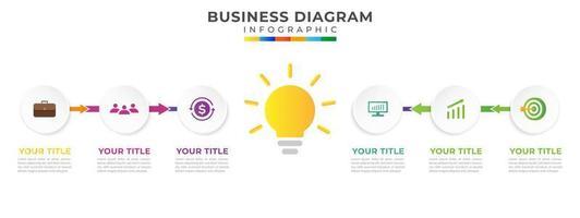 6 Steps Modern Timeline diagram with circle topic and icon business vector