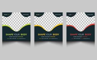 Simple abstract clean modern fitness gym sports web banner social media post design template. vector