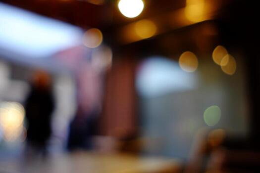 Abstract Blurred Bokeh of Coffee Shop Background. photo