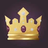 real corona en un púrpura antecedentes con precioso piedras para un reina o princesa, Príncipe o emperador en Clásico o retro estilo, un corona en un púrpura antecedentes. vector