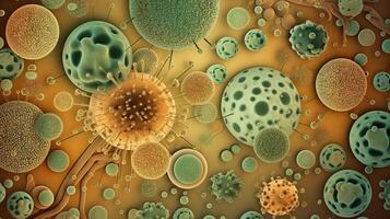 bacterias debajo el microscopio ai generado foto