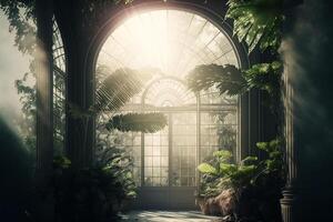 magical conservatory day light digital background. photo