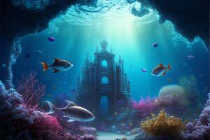 under water ocean background landscape. photo