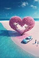 coche es estacionado en el forma de un corazón. generativo ai foto