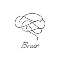 Brain icon continue single line illustration vector