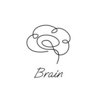 Brain icon continue single line illustration vector