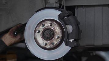 Close Up Car Break Disc Repair in Workshop video