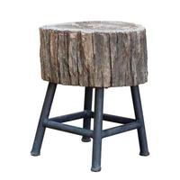 Tree Stump Chair Isolated on White with Clipping Path photo