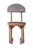 Front View of Old Wooden Chair Isolated on White with Clipping Path photo