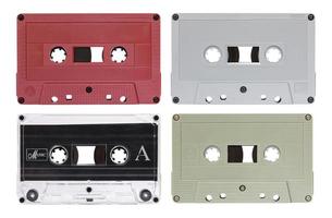 Set of Cassette Tape Isolated on White with Clipping Path photo