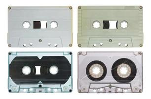 Set of Cassette Tape Isolated on White with Clipping Path photo