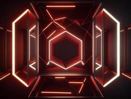 Abstract Motion Neon Geometric Background. photo