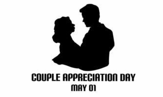 Vector graphic of world couple appreciation day for world couple appreciation day celebration. flat design. flyer design. May 01. Silloute design. Man and girl looking at each other and hugging.