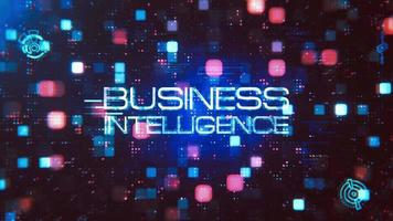 Abstract animation of  Business Intelligence glitch text effect video
