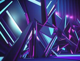 Abstract Motion Neon Geometric Background. photo