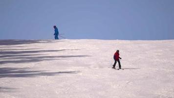 belokurikha, ruso federación febrero 21, 2017 - personas esquiar y Snowboarding. activo invierno deporte en el montañas video