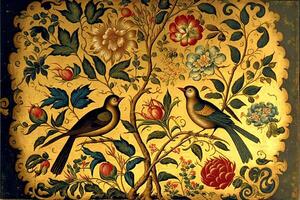 old masters floral background small pattern wallpaper. photo