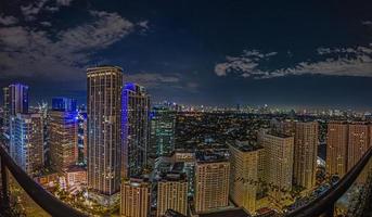 Panoramic image over Manila skyline at night photo