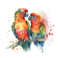 kärlek conures fåglar vattenfärg konst . ai genererad png